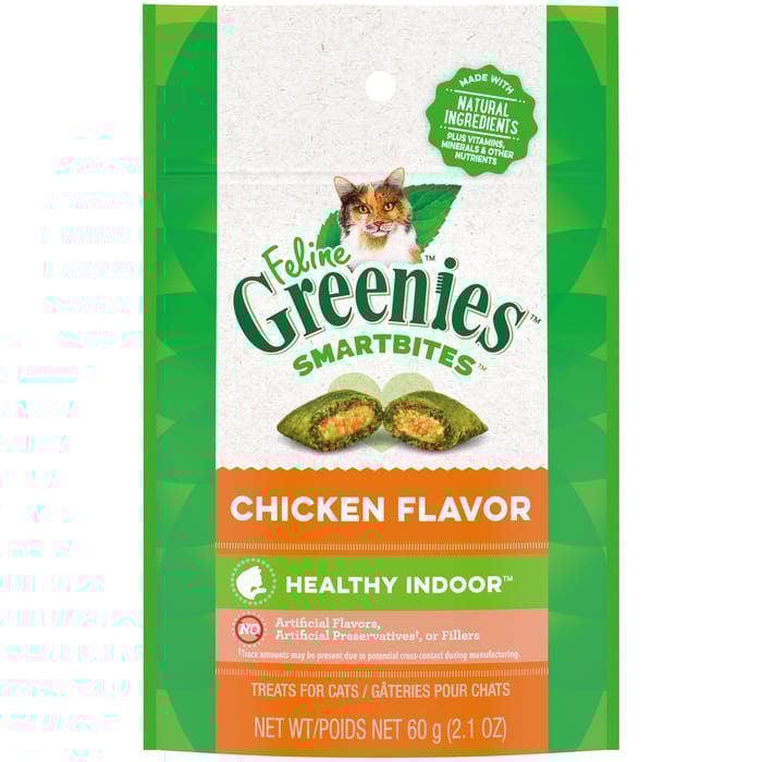Feline Greenies Smartbites Healthy Indoor Natural Treats for Cats Chicken Flavor - 2.1 oz. Pack product detail number 1.0