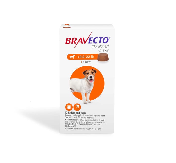 Bravecto Chews for Dogs, 10-22 lbs, 1 treatment, 250 mg Fluralaner product detail number 1.0