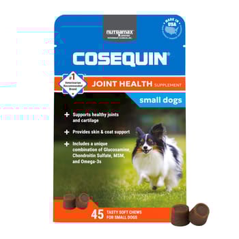 Nutramax Cosequin for Small Dogs Joint Health Supplement Contains Glucosamine for Dogs Plus Chondroitin MSM and Omega-3s Supports Joint and Skin and Coat Health 45 Soft Chews-product-tile
