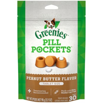 Greenies Pill Pockets Tablet Size Natural Peanut Butter Flavored Dog Treats 30 Treats-product-tile
