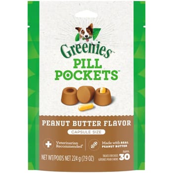 Greenies Pill Pockets Capsule Size Natural Peanut Butter Flavored Dog Treats 30 Treats-product-tile