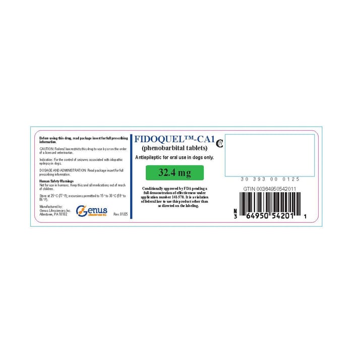 Fidoquel™ CA-1 (Phenobarbital Tablets) for Dogs - 32.4 mg (sold per tablet) product detail number 1.0
