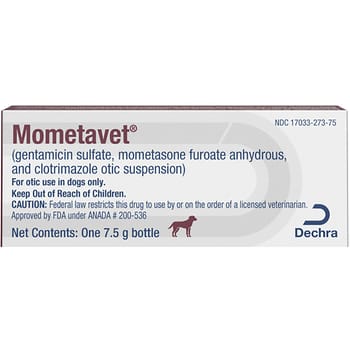 Mometavet® (gentamicin sulfate, mometasone furoate anhydrous, and clotrimazole otic suspension) - 7.5 gm Bottle-product-tile