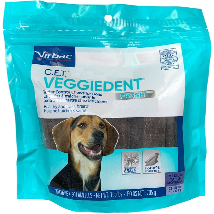 C.E.T. VeggieDent FR3SH Tartar Control Chews for Dogs Medium 30 ct product detail number 1.0