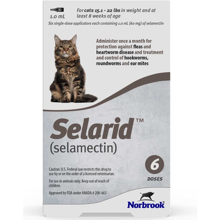 Selarid (selamectin) Cats 15.1-22 lbs 6 pk product detail number 1.0