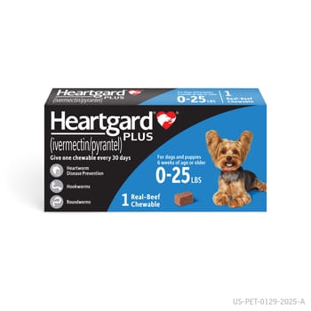 HEARTGARD Plus (ivermectin/pyrantel) Heartworm Disease Preventative Chewables for Dogs up to 25 lbs (Blue Box) - 1pk-product-tile
