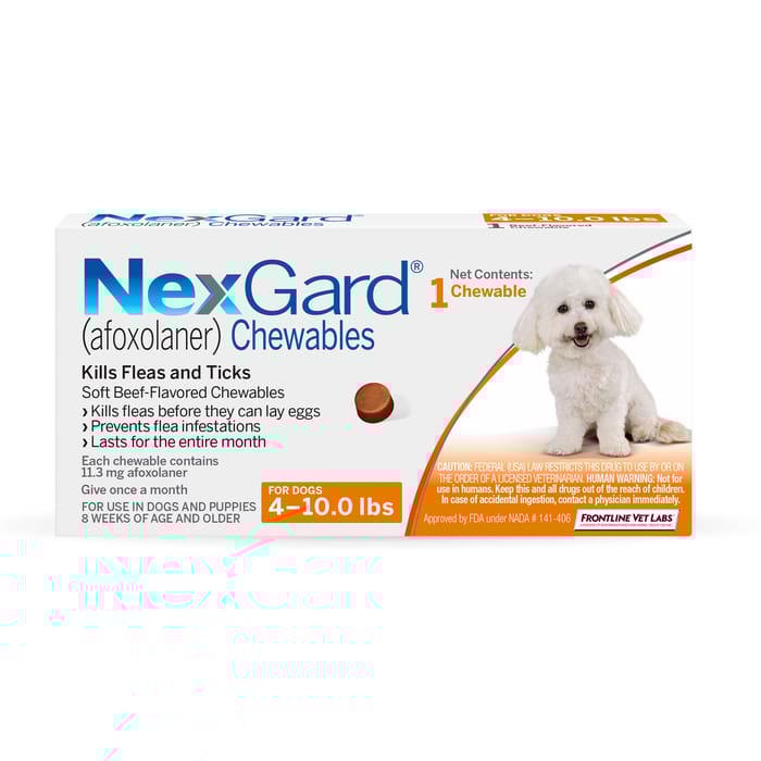 NexGard for Dogs Chewables 4 to10 lbs, 1 pk product detail number 1.0