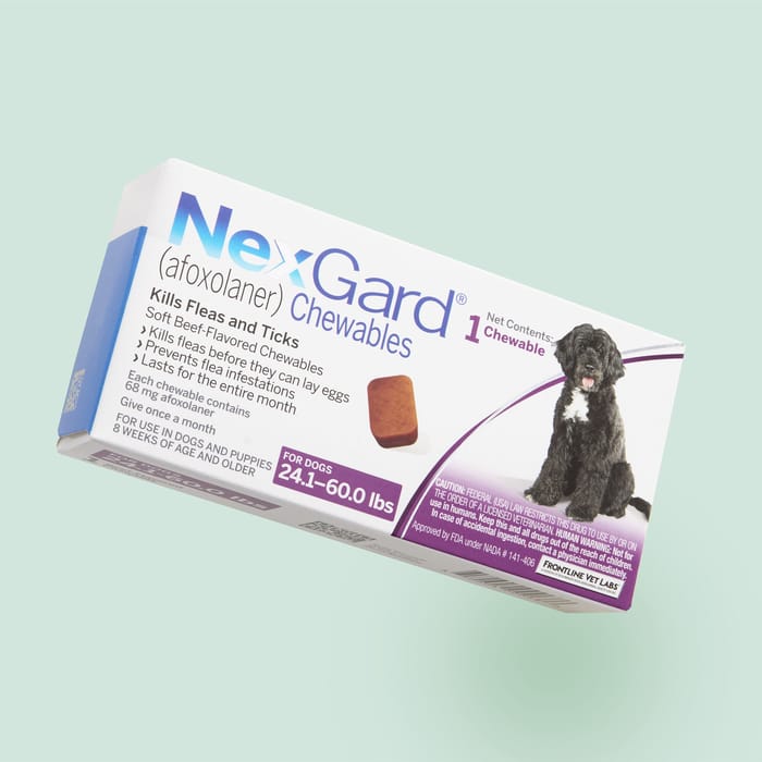 NexGard for Dogs Chewables 1 dose (1 month supply), 24 to 60 lbs product detail number 1.0