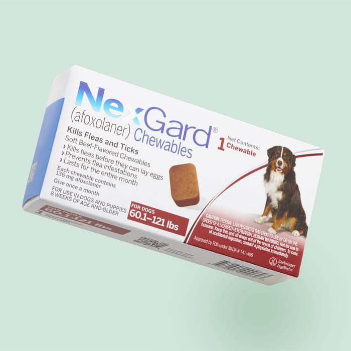 NexGard for Dogs Chewables 1 dose (1 month supply), 60 to 121 lbs product detail number 1.0