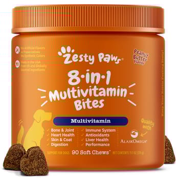 Zesty Paws 8-in-1 Multivitamin Bites Soft Chew Supplement for Dogs - Peanut Butter - 90 Count-product-tile