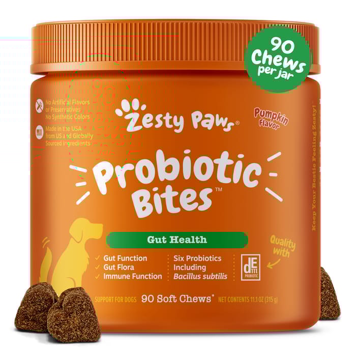 Zesty Paws Probiotic Bites Soft Chew Digestive Supplement for Dogs - Pumpkin - 90 count product detail number 1.0