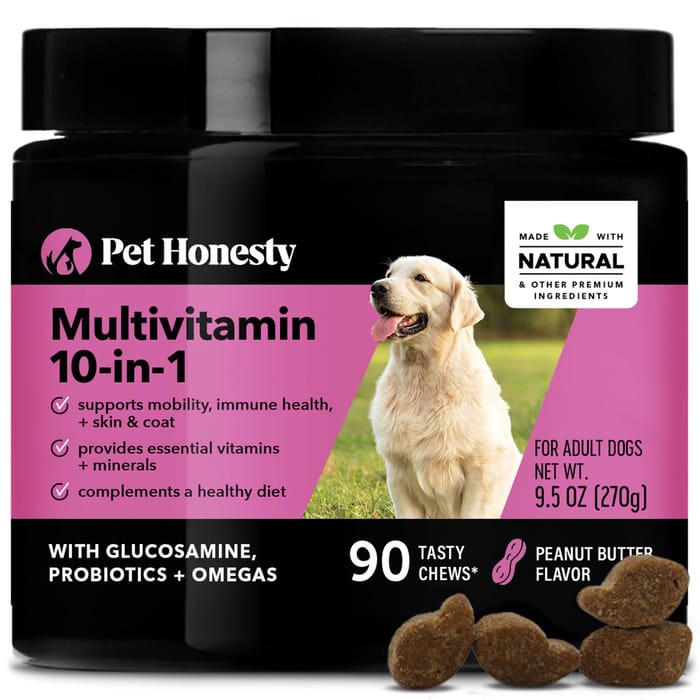 Pet Honesty Multivitamin 10-in-1 Peanut Butter Flavored Soft Chews Daily Vitamin Supplement for Dogs 90 Count product detail number 1.0