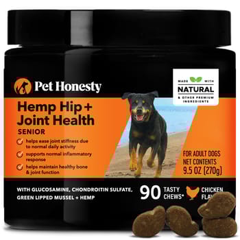 Pet Honesty Hemp Hip + Joint Health Senior Chicken Flavored Soft Chew Hip and Joint Supplement for Senior Dogs 90 Count-product-tile