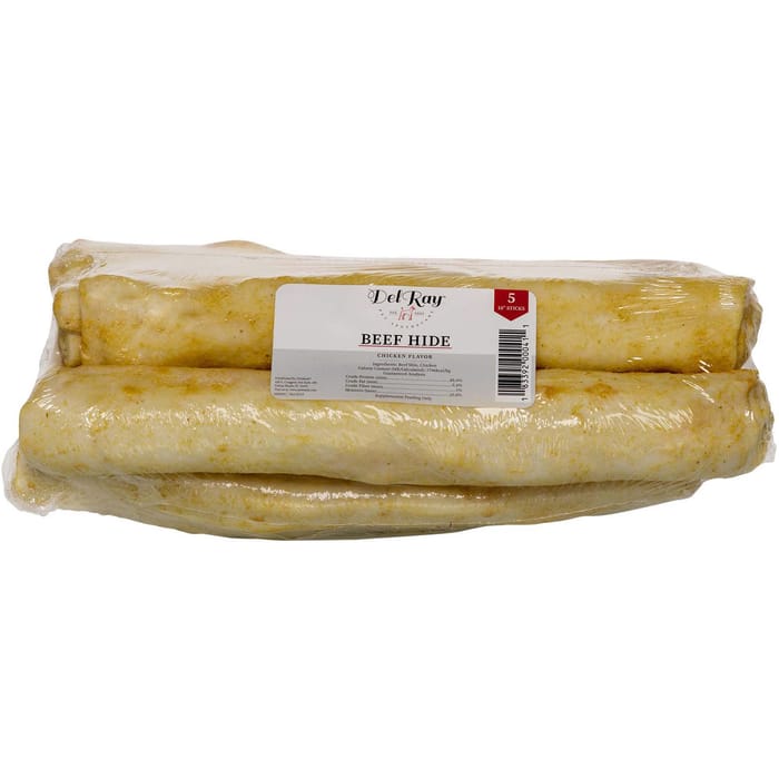DelRay Beef Hide - Chicken Flavor 10" - 5 Pack product detail number 1.0