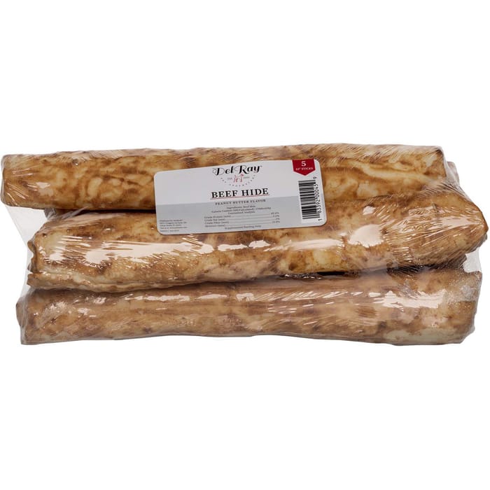 DelRay Beef Hide - Peanut Butter Flavor 10" - 5 Pack product detail number 1.0