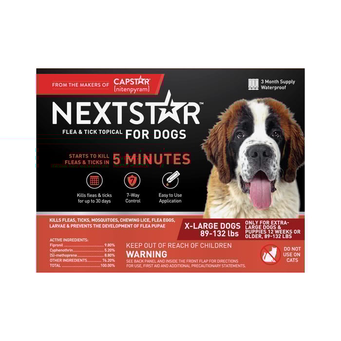Nextstar Flea and Tick Topical for Dogs 89-132 pounds 3 Count product detail number 1.0