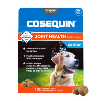 Nutramax Cosequin Senior Joint Health Supplement for Senior Dogs - With Glucosamine, Chondroitin, Omega-3 for Skin and Coat Health and Beta Glucans for Immune Support 120 Soft Chews-product-tile