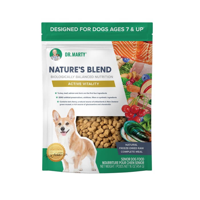 Dr. Marty Nature's Blend Active Vitality Premium Freeze-Dried Raw Senior Dog Food 16 oz Bag product detail number 1.0