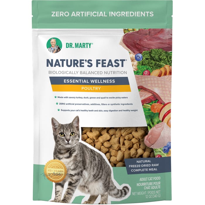 Dr. Marty Nature's Feast Essential Wellness Poultry Premium Freeze-Dried Raw Cat Food 12 oz Bag product detail number 1.0
