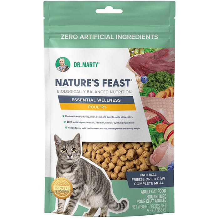 Dr. Marty Nature's Feast Essential Wellness Poultry Premium Freeze-Dried Raw Cat Food 5.5 oz Bag product detail number 1.0