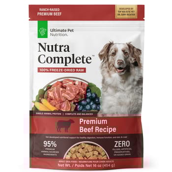 Ultimate Pet Nutrition Nutra Complete Freeze Dried Raw Beef Dog Food 16 oz Bag-product-tile