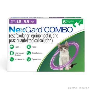 NexGard COMBO Topical Flea & Tick Protection plus Heartworm Disease Preventive for Cats -1.8-5.5 lbs. (Purple Box) - 6 Month Dose Pack-product-tile