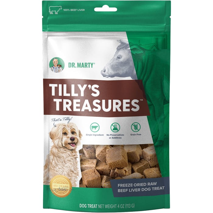 Dr. Marty Tilly's Treasures 100% Freeze-Dried Raw Beef Liver Dog Treats 4 oz Bag product detail number 1.0