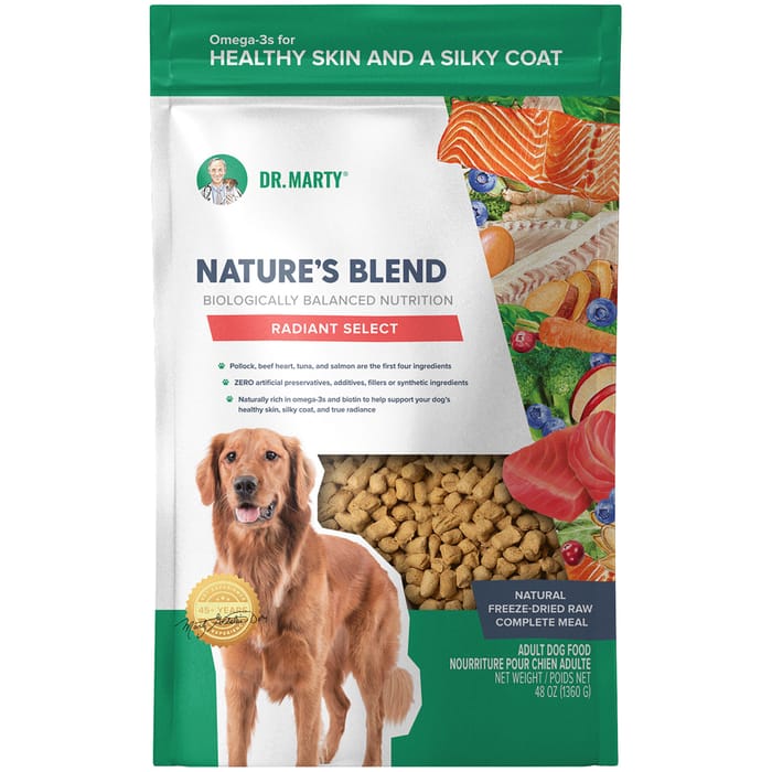 Dr. Marty Nature's Blend Radiant Select Premium Freeze-Dried Raw Dog Food for Skin & Coat Support 48 oz Bag product detail number 1.0