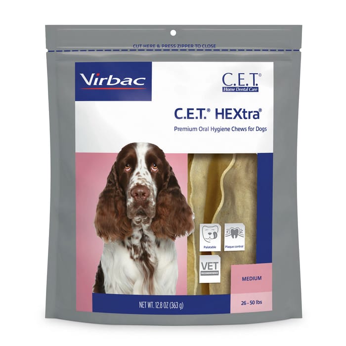 C.E.T. HEXtra Premium Oral Hygiene Chews Dog Dental Treats Medium 26-50 lbs  - 30 Count product detail number 1.0