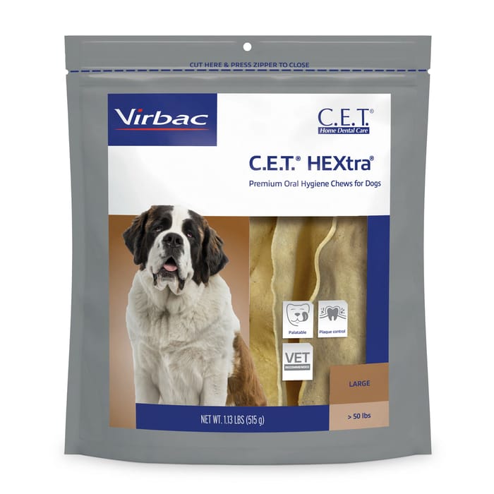 C.E.T. HEXtra Premium Oral Hygiene Chews Dog Dental Treats Large Over 50 lbs  - 30 Count product detail number 1.0