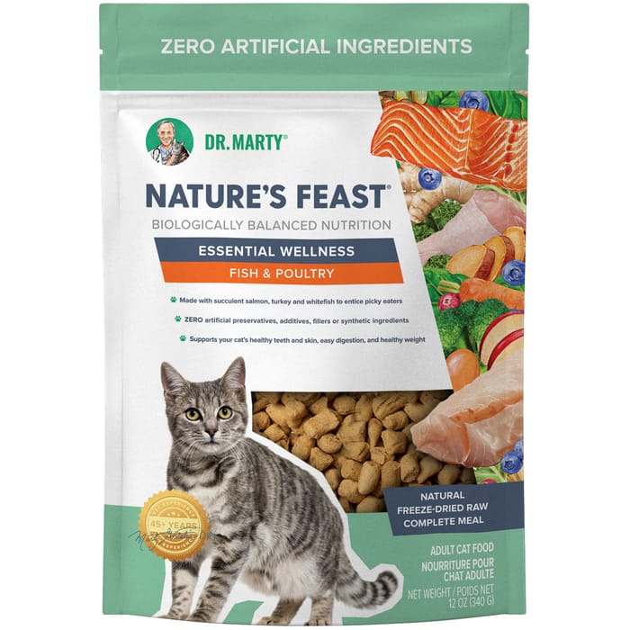 Dr. Marty Nature's Feast Essential Wellness Fish & Poultry Premium Freeze-Dried Raw Cat Food - 12 oz Bag product detail number 1.0