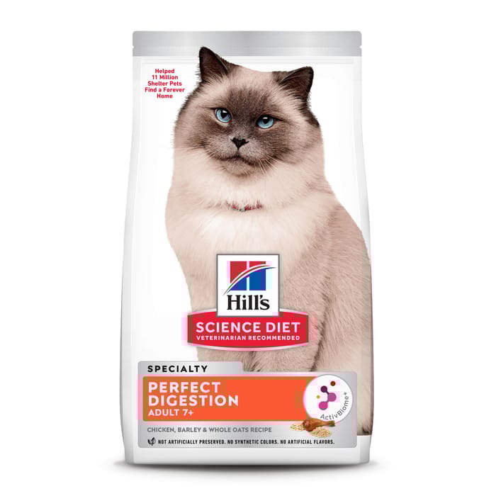 Hill's Science Diet Adult 7+ Perfect Digestion Chicken Recipe Dry Cat Food - 6 lb Bag product detail number 1.0