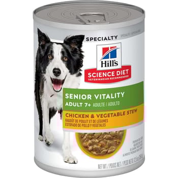 Hill's Science Diet Adult 7+ Senior Vitality Chicken & Vegetable Stew Wet Dog Food - 12.5 oz Cans - Case of 12-product-tile