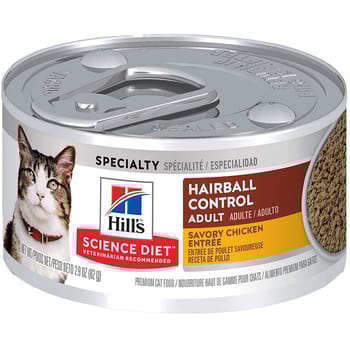 Hill's Science Diet Adult Hairball Control Savory Chicken Entree Wet Cat Food - 2.9 oz Cans - Case of 24-product-tile