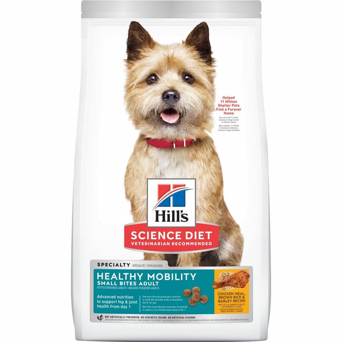 Hill's Science Diet Adult Healthy Mobility Small Bites Chicken Meal, Brown Rice & Barley Dry Dog Food - 30 lb Bag product detail number 1.0