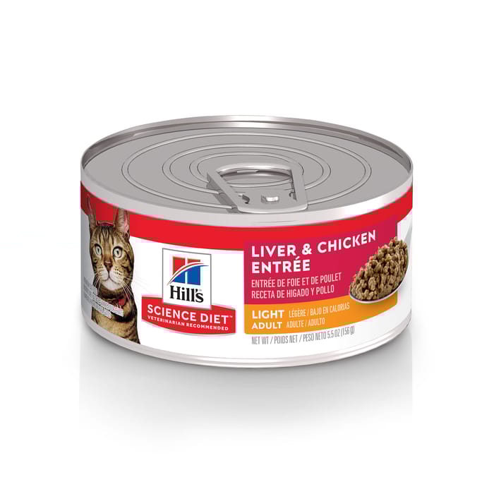 Hill's Science Diet Adult Light Liver & Chicken Entree Wet Cat Food - 5.5 oz Cans - Case of 24 product detail number 1.0
