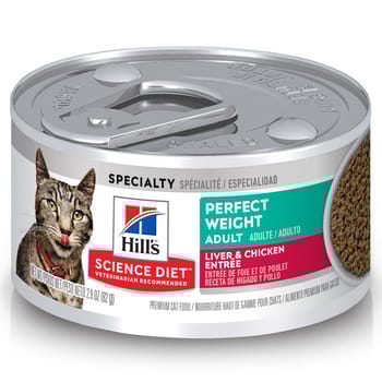 Hill's Science Diet Adult Perfect Weight Liver & Chicken Entree Wet Cat Food - 2.9 oz Cans - Case of 24-product-tile