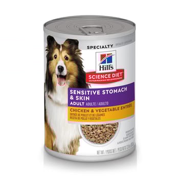 Hill's Science Diet Adult Sensitive Stomach & Skin Chicken & Vegetable Entree Wet Dog Food - 12.8 oz Cans - Case of 12-product-tile