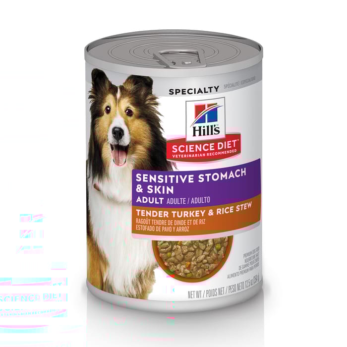 Hill's Science Diet Adult Sensitive Stomach & Skin Tender Turkey & Rice Stew Wet Dog Food - 12.5 oz Cans - Case of 12 product detail number 1.0