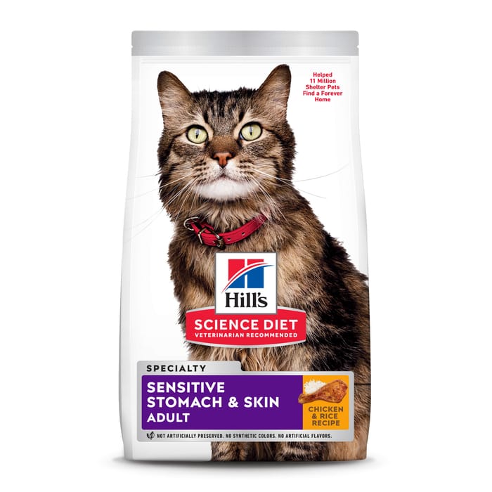 Hill's Science Diet Adult Sensitive Stomach & Skin Chicken Recipe Dry Cat Food - 15.5 lb Bag product detail number 1.0