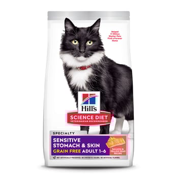 Hill's Science Diet Adult Sensitive Stomach & Skin Grain Free Salmon Recipe Dry Cat Food - 13 lb Bag-product-tile