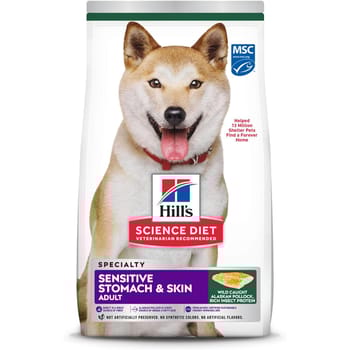 Hill's Science Diet Adult Sensitive Stomach & Skin Pollock Meal, Barley & Insect Dry Dog Food - 3.5 lb Bag-product-tile