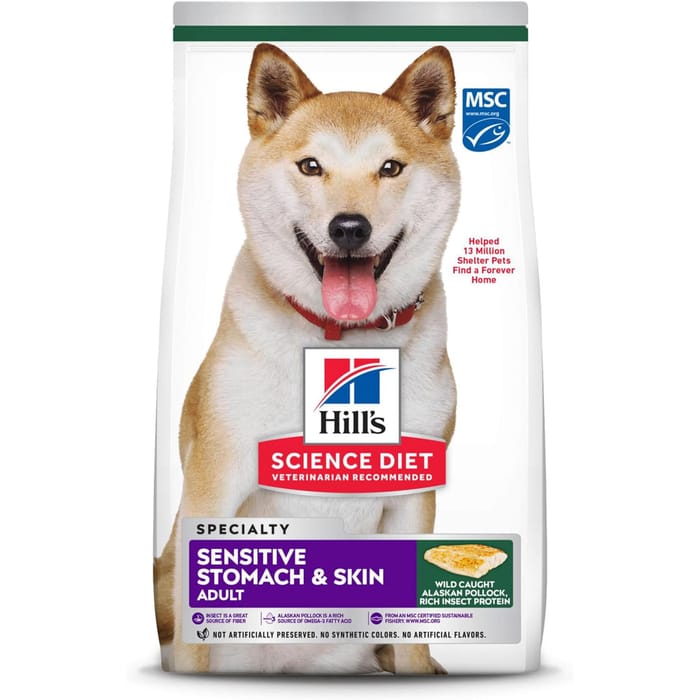 Hill's Science Diet Adult Sensitive Stomach & Skin Pollock Meal, Barley & Insect Dry Dog Food - 3.5 lb Bag product detail number 1.0