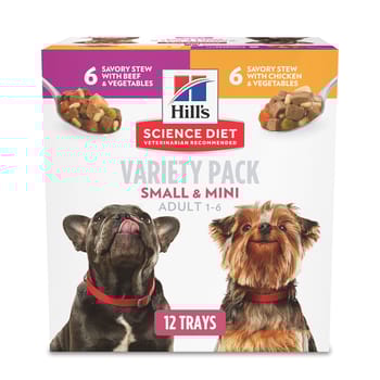 Hill's Science Diet Adult Small & Mini Breed Variety Pack Savory Chicken & Beef Stew Wet Dog Food - 3.5 oz Trays - Case of 12-product-tile