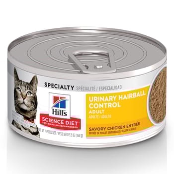 Hill's Science Diet Adult Urinary Hairball Control Savory Chicken Entree Wet Cat Food - 5.5 oz Cans - Case of 24-product-tile
