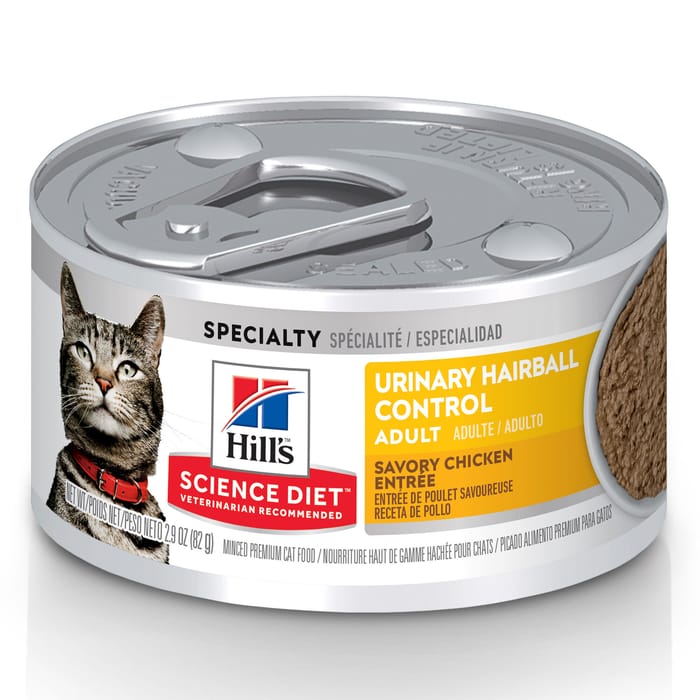 Hill's Science Diet Adult Urinary Hairball Control Savory Chicken Entree Wet Cat Food - 2.9 oz Cans - Case of 24 product detail number 1.0