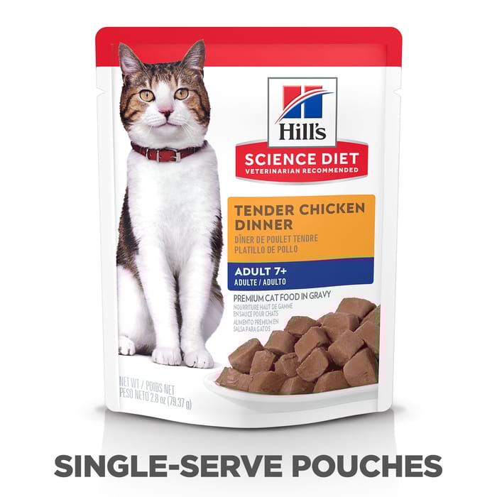 Hill's Science Diet Adult 7+ Tender Chicken Dinner Wet Cat Food Pouches - 2.8 oz Pouches - Pack of 24 product detail number 1.0