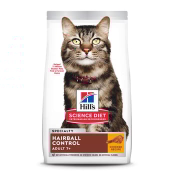 Hill's Science Diet Adult 7+ Hairball Control Chicken Recipe Dry Cat Food - 3.5 lb Bag-product-tile