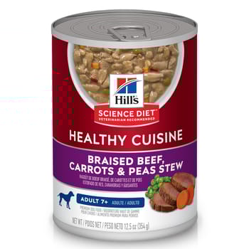 Hill's Science Diet Adult 7+ Healthy Cuisine Braised Beef, Carrots & Peas Stew Wet Dog Food - 12.5 oz Cans - Case of 12-product-tile