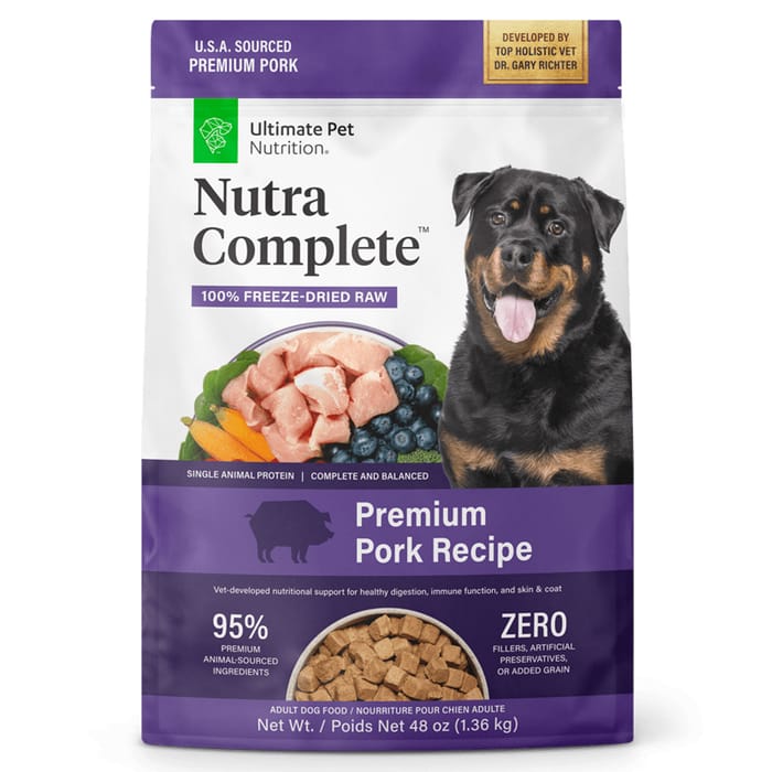 Ultimate Pet Nutrition Nutra Complete Freeze Dried Raw Pork Dog Food 48 oz Bag product detail number 1.0